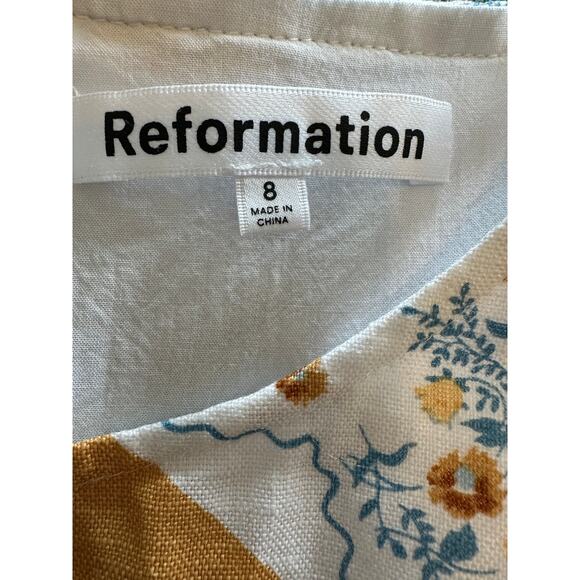 Reformation Jessi Linen Mini Dress - L'isola Di Capri Size 8 - Picture 6 of 13